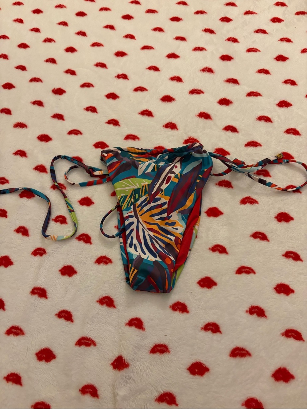 Multicolor Tropical Print Tie-Side Bikini Bottom